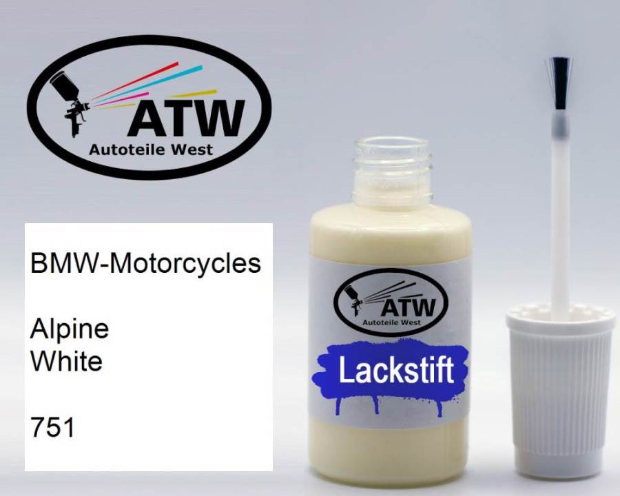 BMW-Motorcycles, Alpine White, 751: 20ml Lackstift, von ATW Autoteile West.